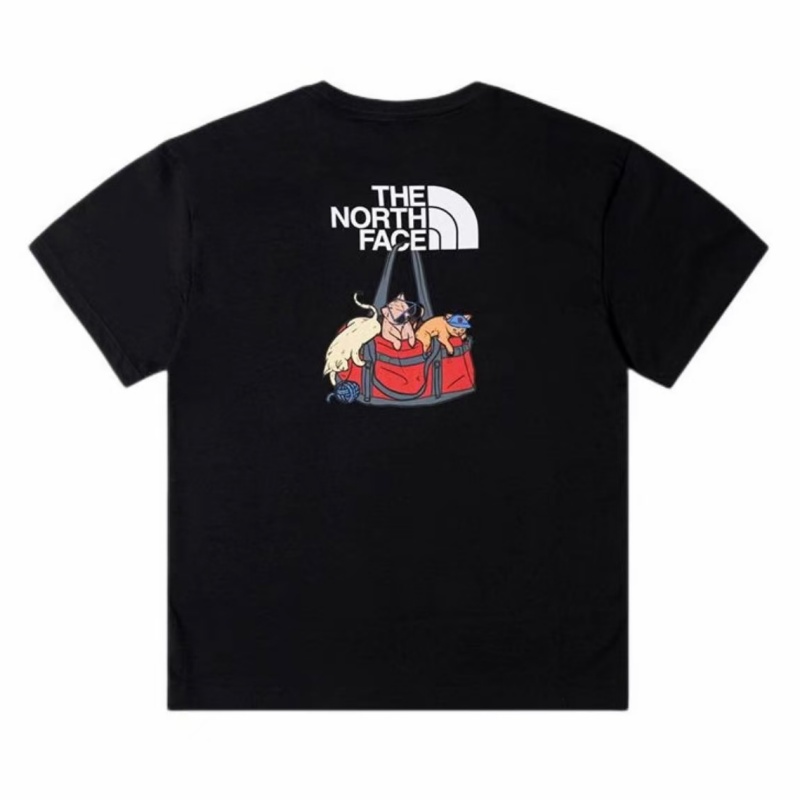 Outdoor Sport North Face - เดอะ นอร์ธ เฟซเสื้อยืดแขนสั้นลำลองแบบสบายๆ สำหรับทั้งชายและหญิง พิมพ์ลาย ระบายอากาศได้ดี