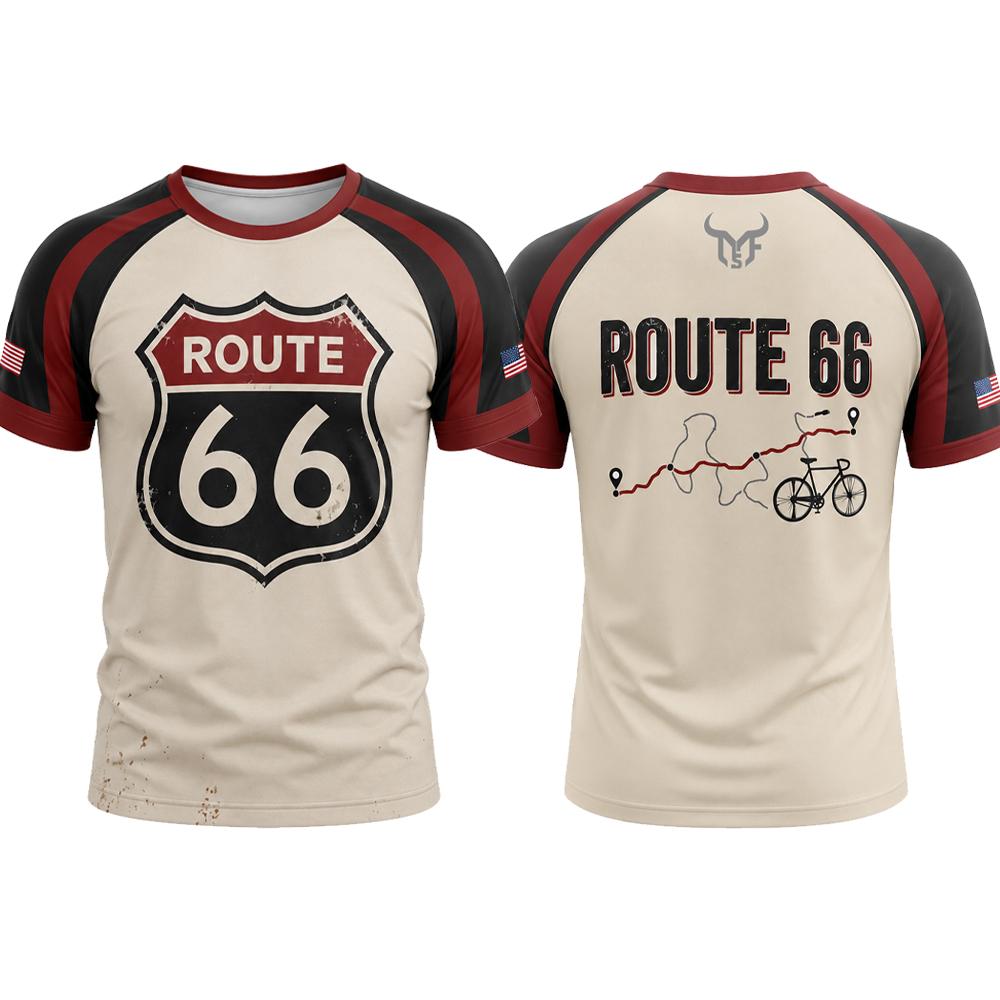 เสื้อยืดลาย Route 66 สไตล์วินเ - Outdoor Sports Adventure บทวิจารณ์และราคา